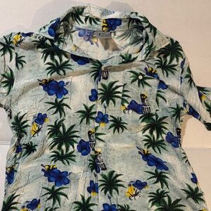 Tropical Floral Vintage  Men's Casual Button Down Shirt